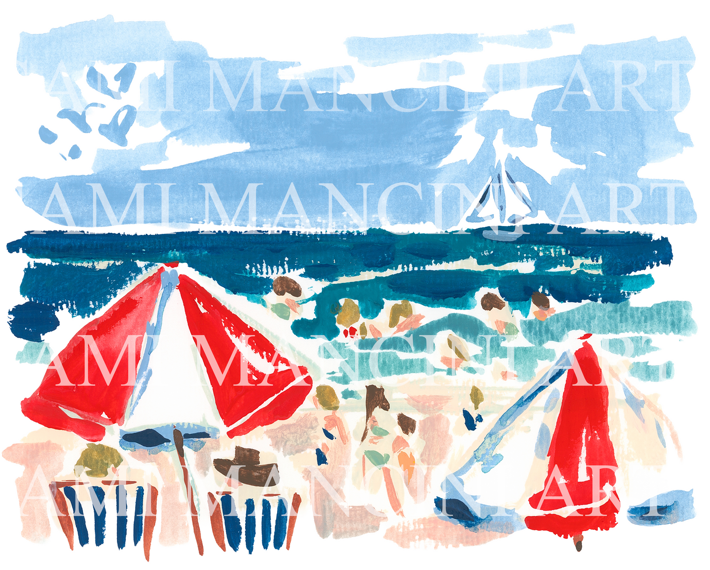 Beach Mode Watercolor Art Print