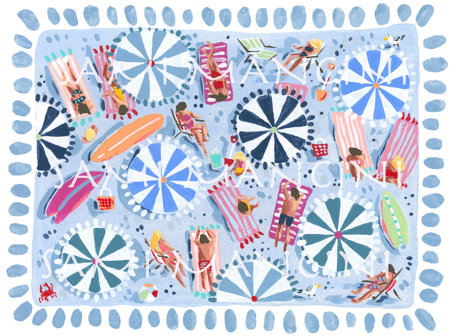 Bay Blue Beach Day Print