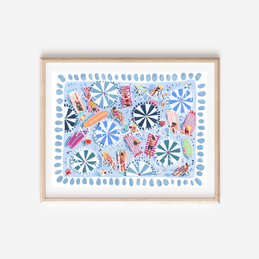 Bay Blue Beach Day Print