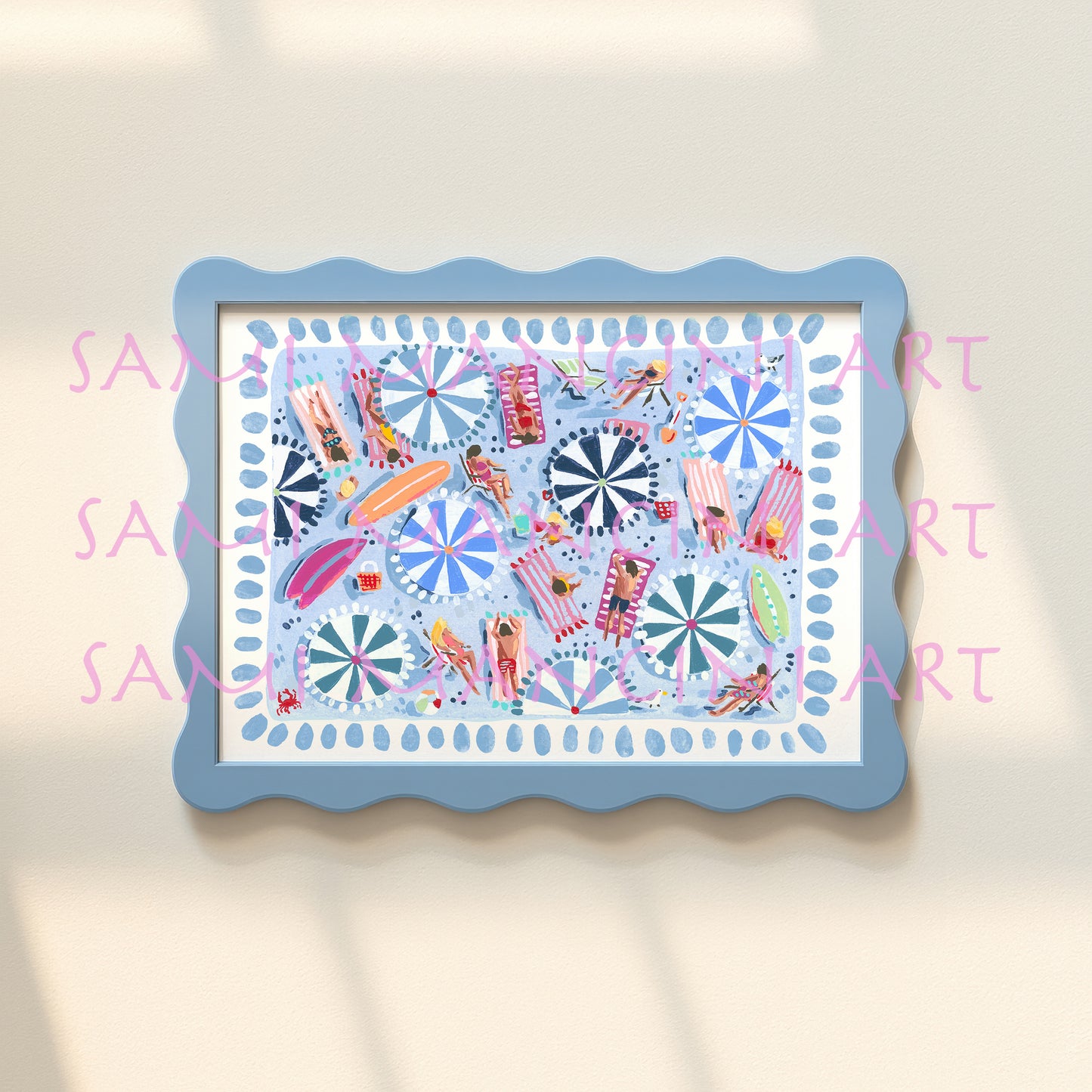 Bay Blue Beach Day Print