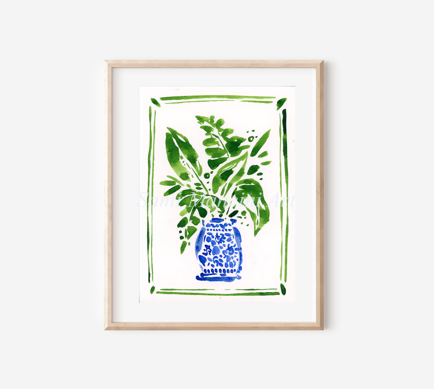 Palm in Vase lined Art Print