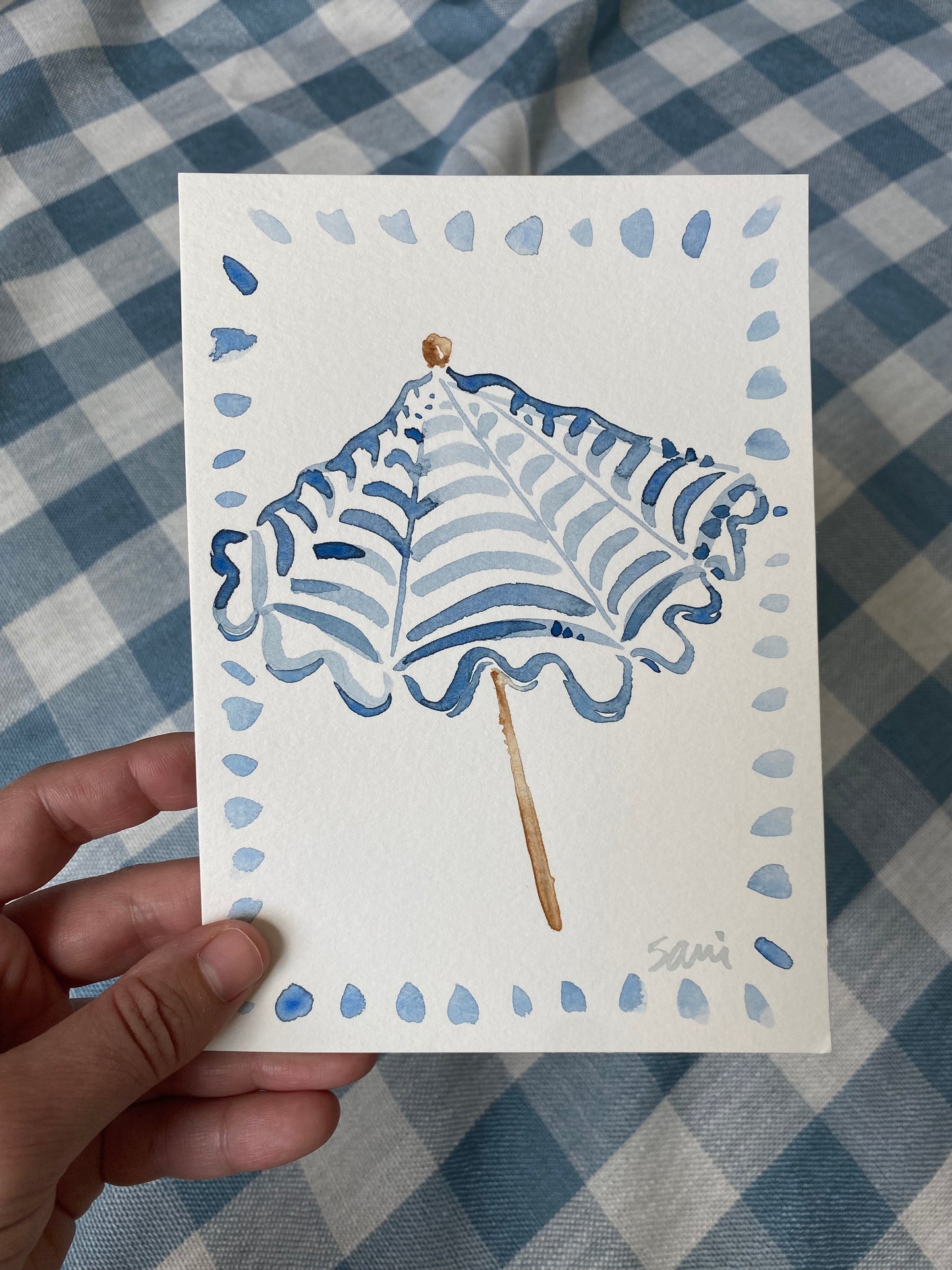Wavy Blue and White Umbrella