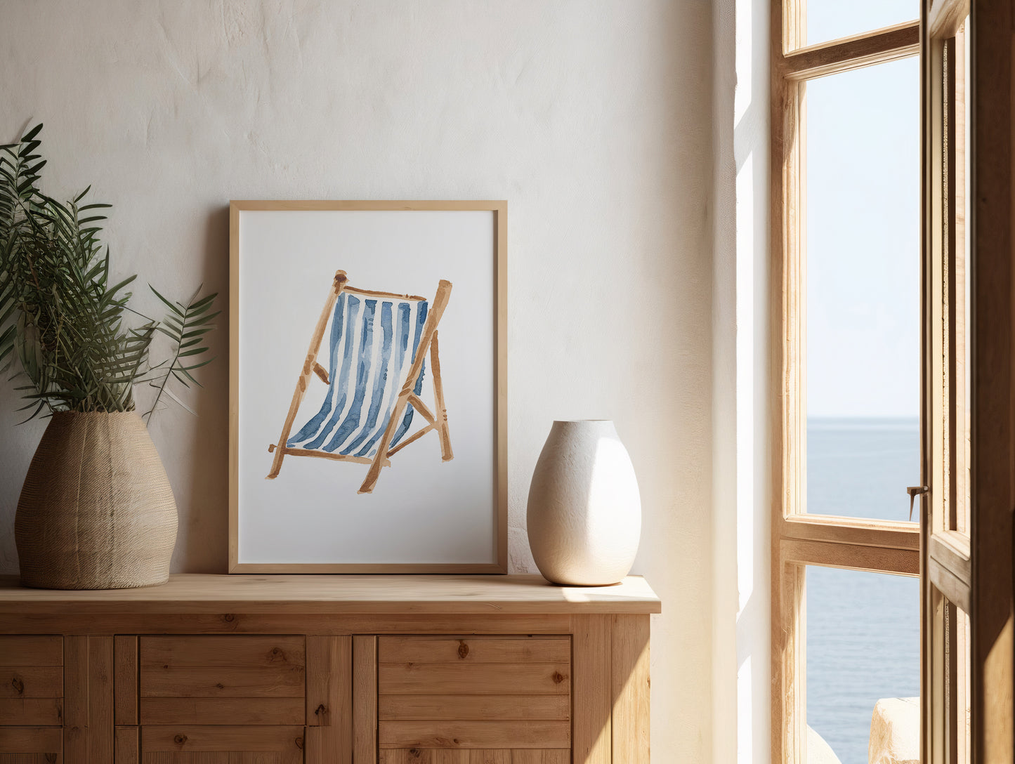 Blue Beach Chair Art Print