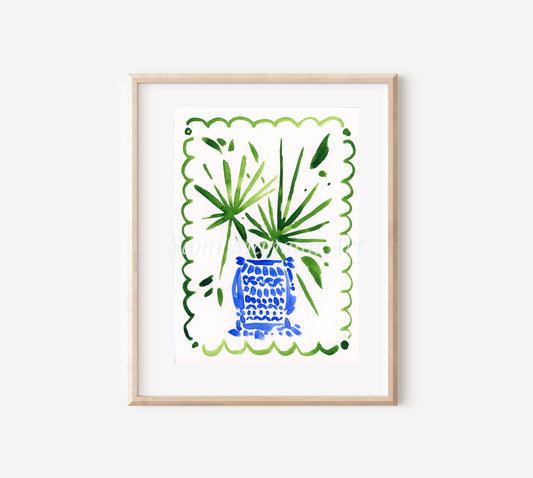 Palm in Vase Scallop Art Print