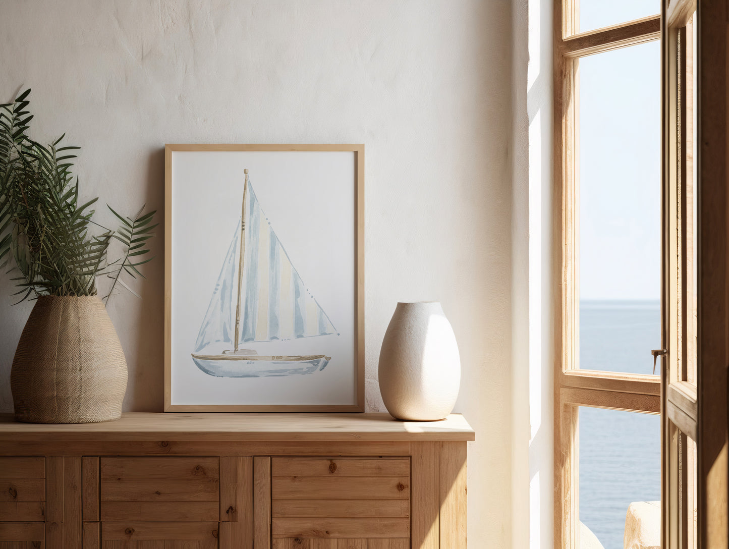 Striped Sailboat Print