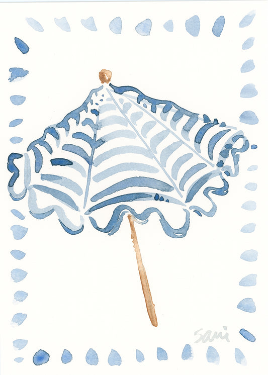 Wavy Blue and White Umbrella