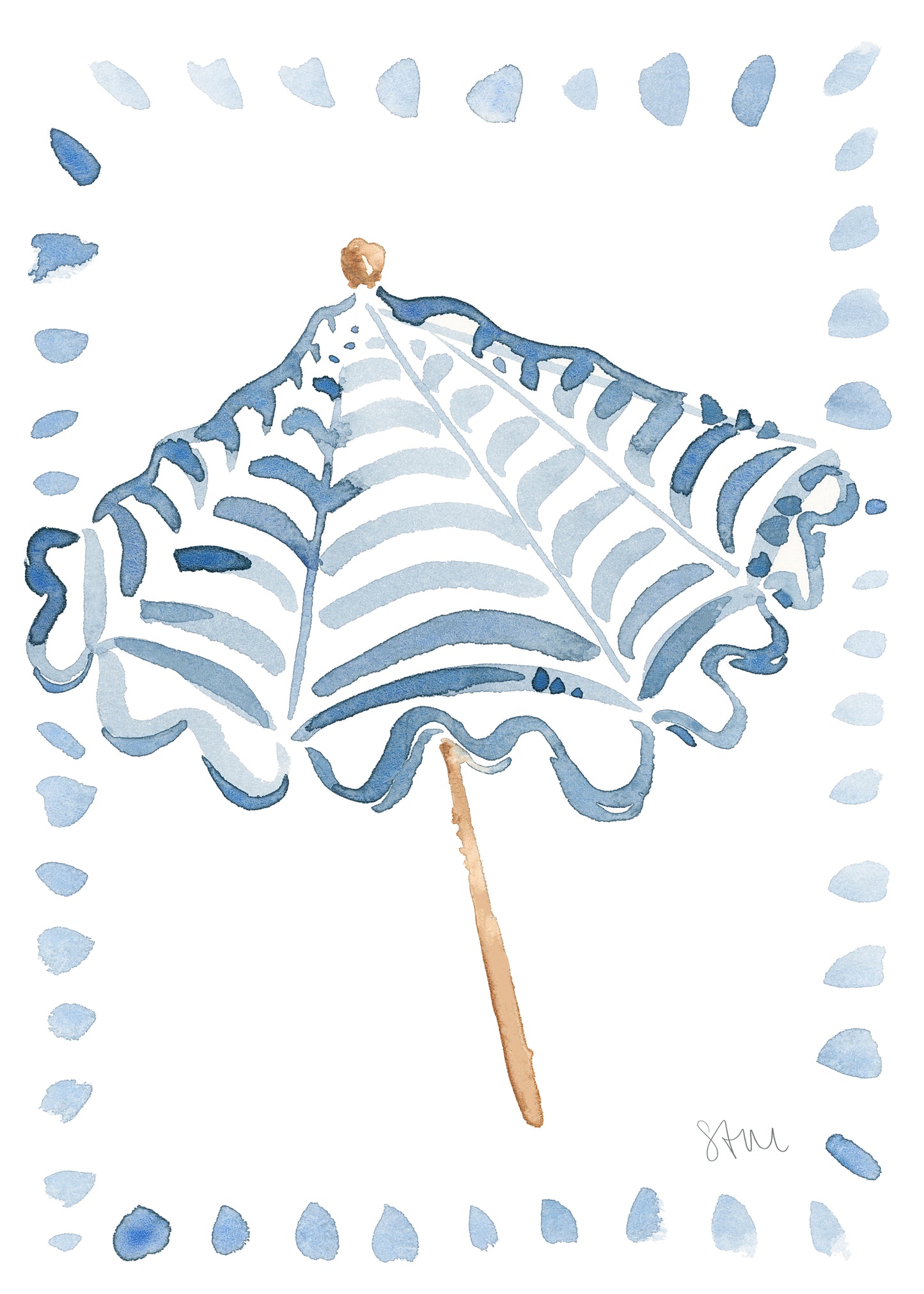 Wavy Beach Umbrella Print